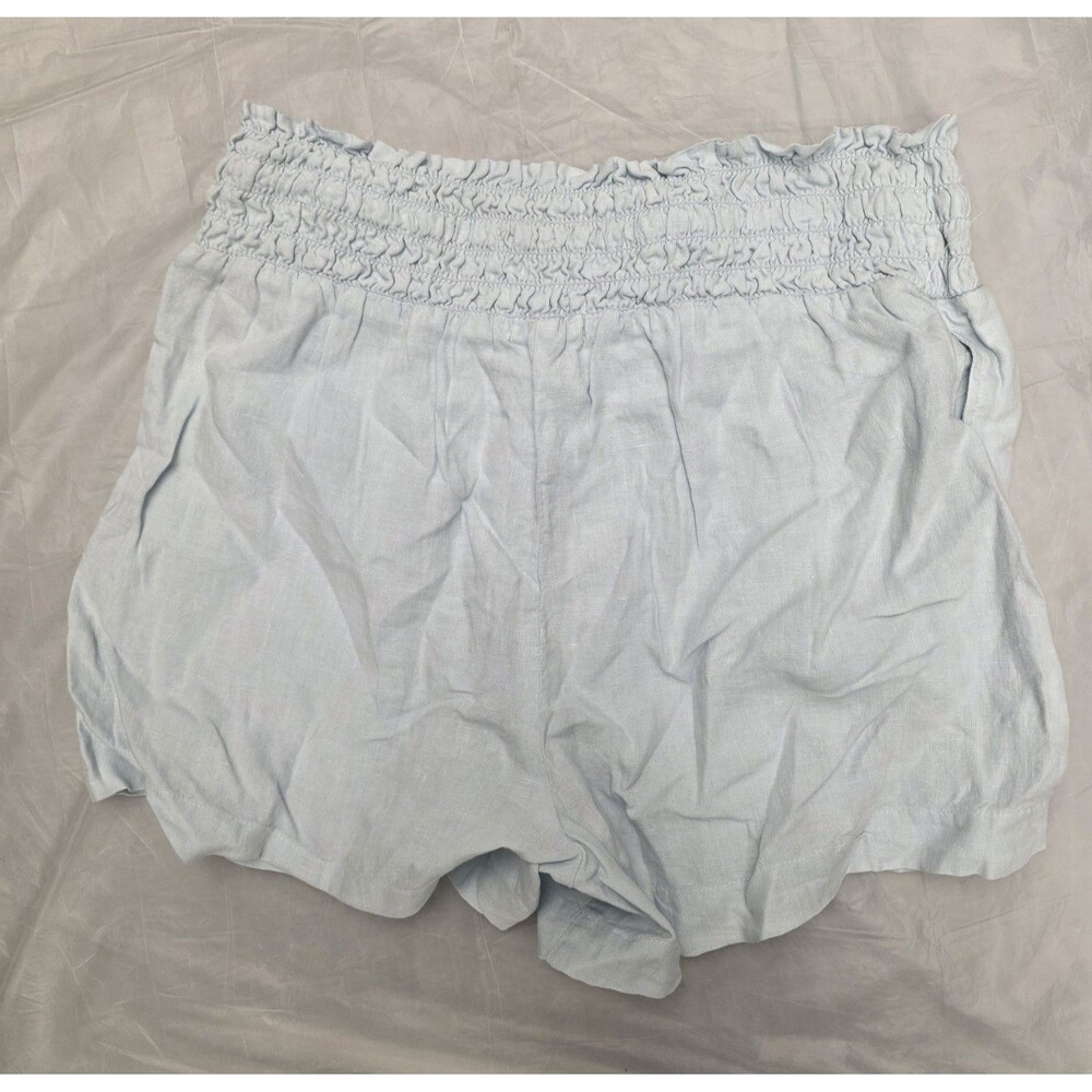 Anthropologie Cloth & Stone 100% Linen Shorts Women's Size L Light Blue Pockets - Picture 3 of 5